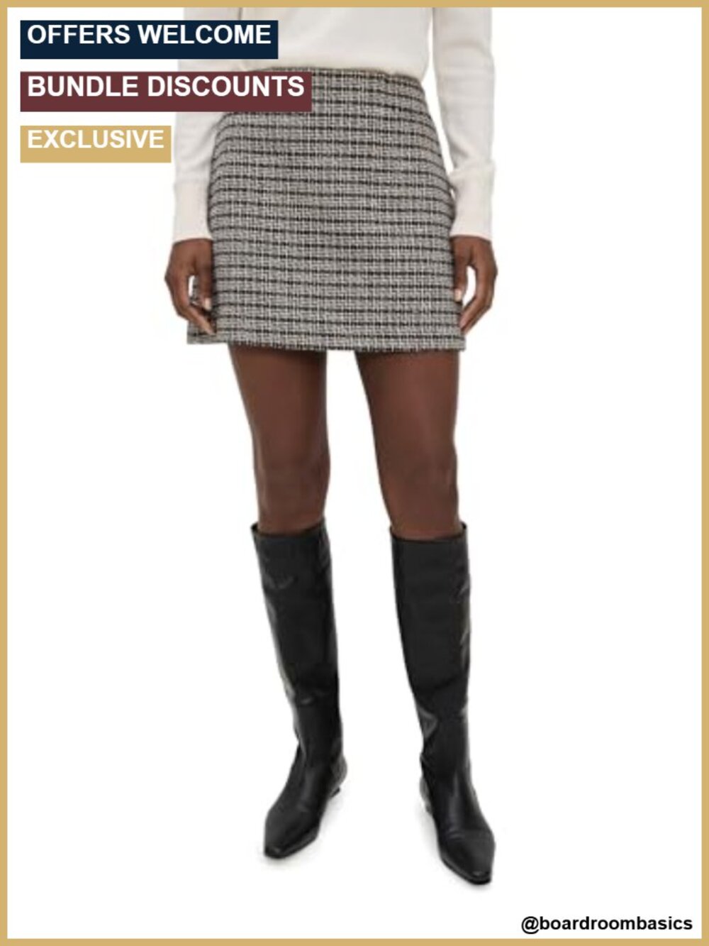 Western Pocket Mini Skirt Tweed Polyester Cotton Blend Dry Clean Only